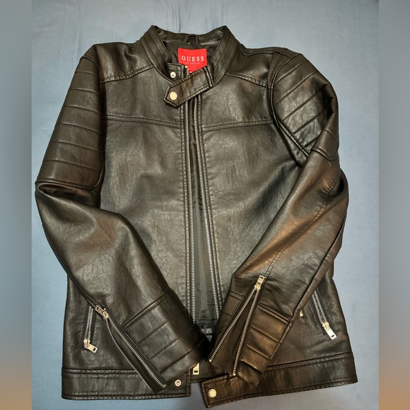 GUESS Brown Leather jacket - Picture 2 of 3